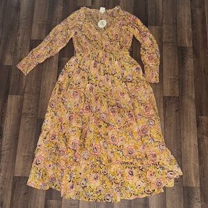 Gardenbelle Shop Size Plus NWT 100% Cotton Emilia Hand Block-Print Maxi Dress